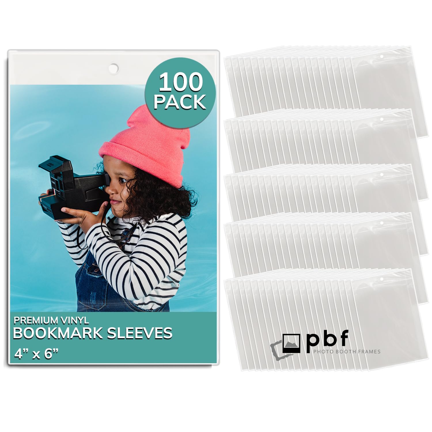 pbf Clear Vinyl Bookmark Sleeves for 4x6 Pictures | 4x6 Photo Sleeves | Personalized, DIY Bookmarks | Clear Bookmarks for Crafting (100-Pack)