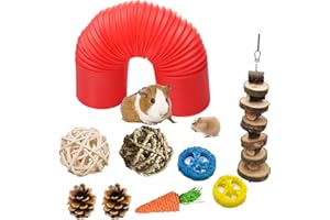 PSTARDMOON Hamster Fun Tunnel Pet Mouse Plastic Tube Toys Small Animal Foldable Exercising Training Hideout Tunnels with Cute pet Toys for Guinea Pigs,Gerbils,Rats,Mice,Ferrets and Other Small Animals (RED)