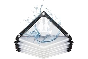 CESOFWE Clear Tarp Heavy Duty Waterproof, 2x6 FT Transparent Vinyl Tarpaulin with Grommets, Outdoor Plastic Tarp Cover for Patio Enclosure Greenhouse Chicken Coop Garden Roof Plant Shelter