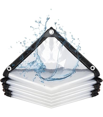 tarp 2x2 Clear Heavy Duty Waterproof FT Transparent Vinyl Tarpaulin with Grommets, Outdoor Plastic Tarp Cover for Patio Enclosure Chicken Coop, Greenhouses, Garden Roofs, Plant GRößE:3XL 100-500 Ideal for repairing lumber Gravel Race Hardtail Mtb