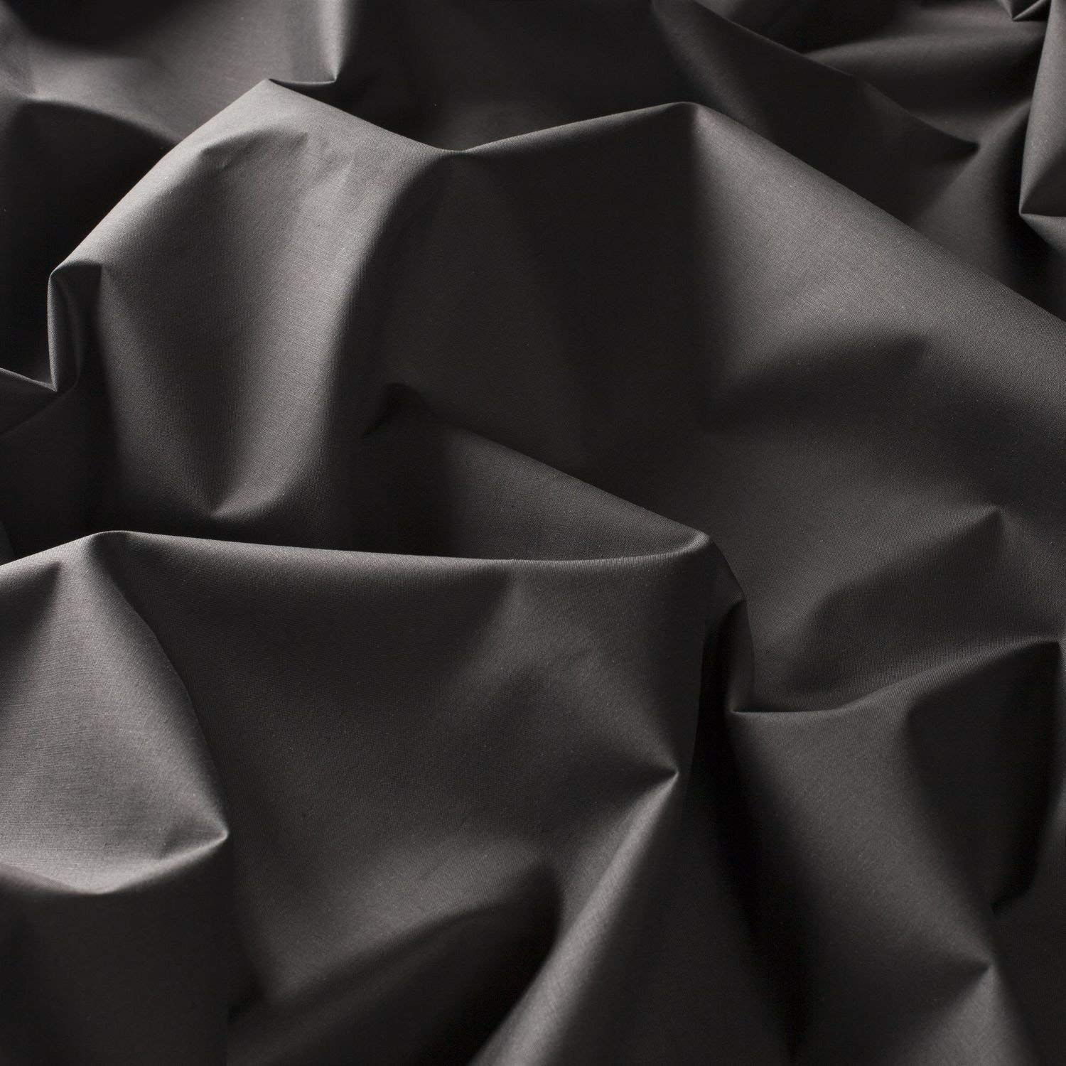 ladyline Plain Solid Cotton Lawn 2-Yards 44" inches Wide Cut Fabric Solid Dyed Material DIY Craft (72 x 44 inches, Black) โ image 1