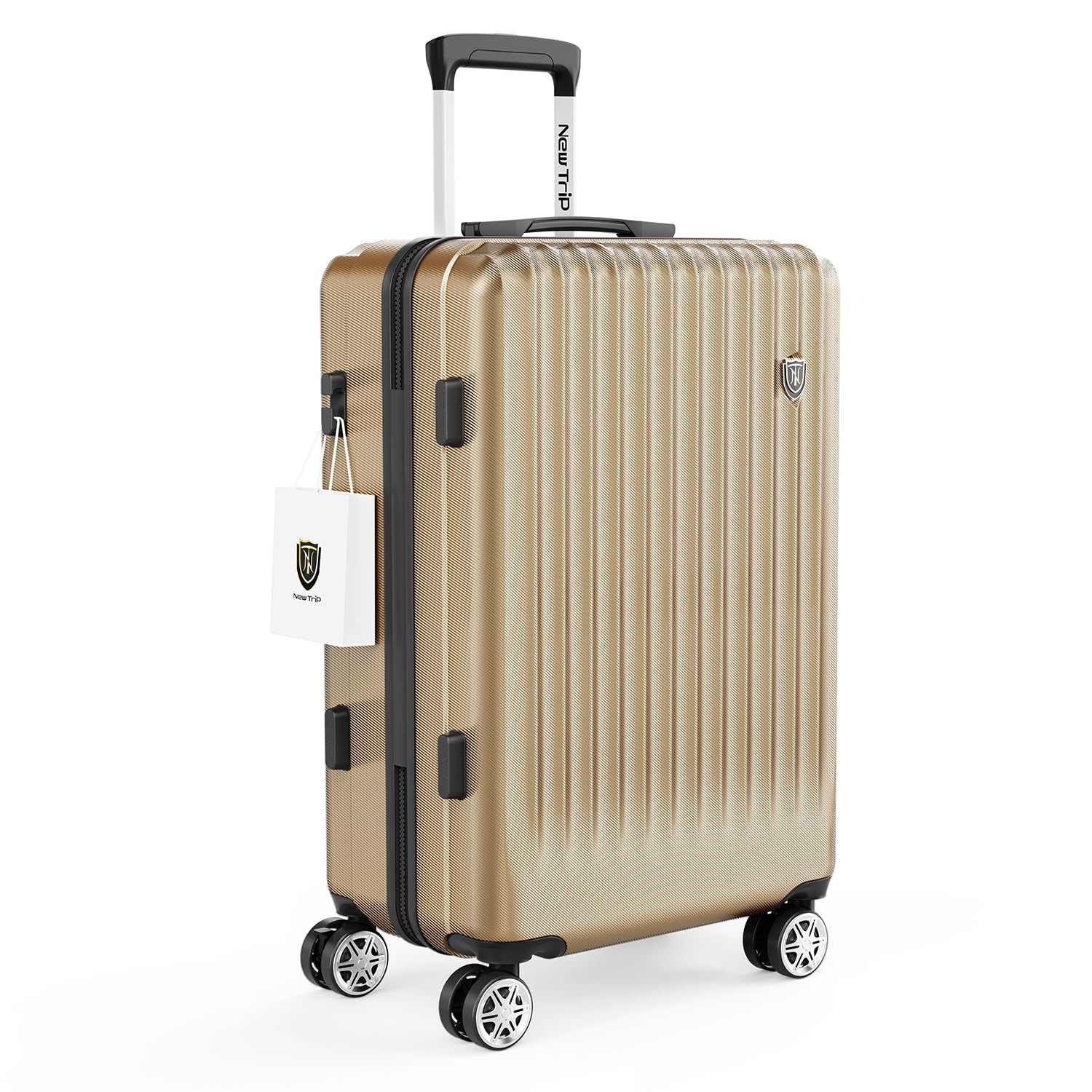 [New Trip] スーツケース キャリーケース ストッパー付き 機内持ち込み 軽量 大型 S/M/Lサイズ キャリーバッグ 耐衝撃 大容量 ファスナータイプ 静音 ダブルキャスター TSAロック 海外 旅行 ビジネス 出張 (シャンペンゴールド、Lサイズ /7泊～長期旅行 /95L)商品画像