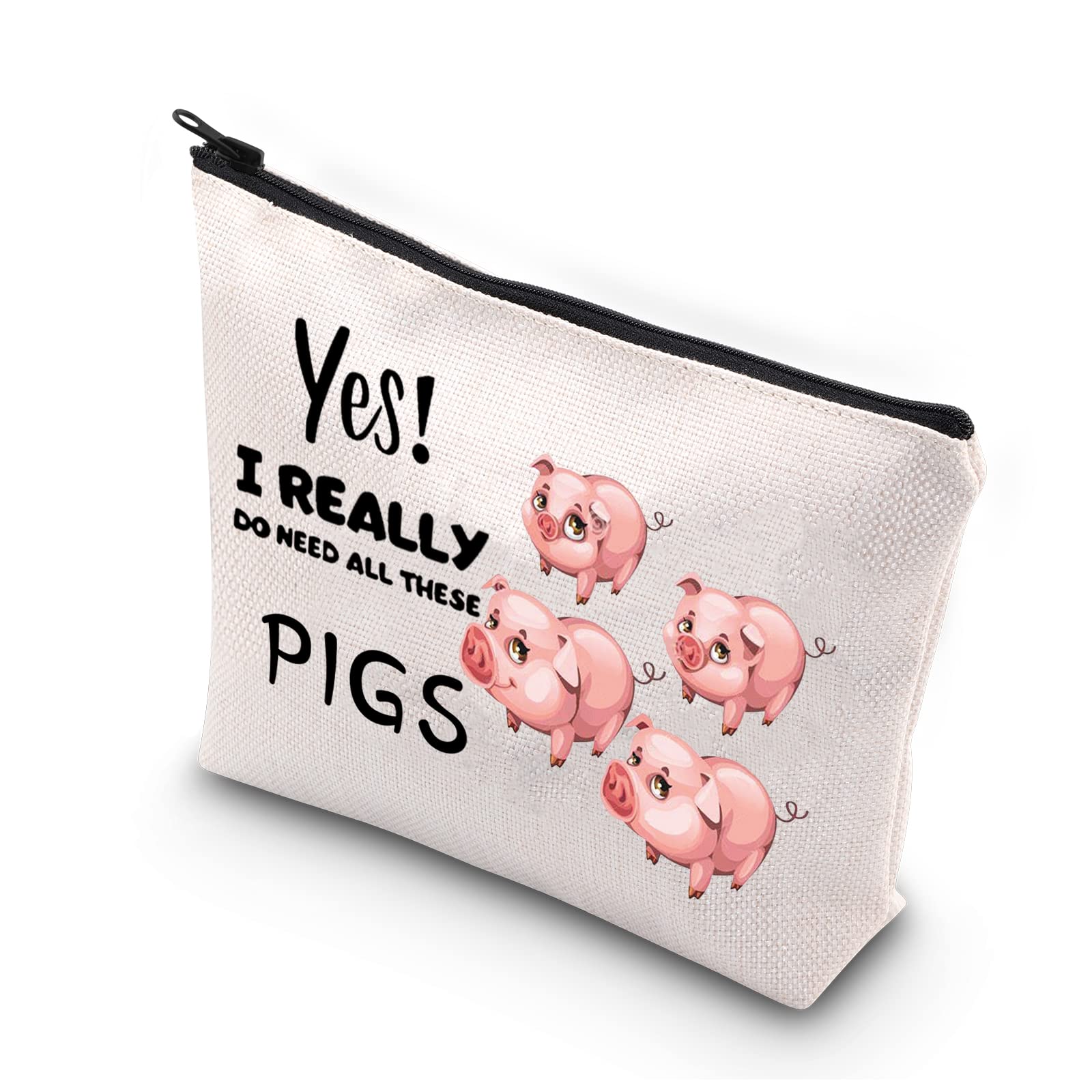 PLITI Pig Makeup Bag Funny Pig Lover Gift Pet Pig Gifts Yes I Really Do Need All These Pigs Farming Pig Zipper Pouch(need all pigsU)