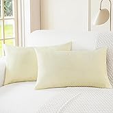 CaliTime Throw Pillow Covers Decorative 12 X 20 Inches Pack of 2 Cozy Chenille Cushion Cases for Couch Sofa Bed Living Room Home Beige