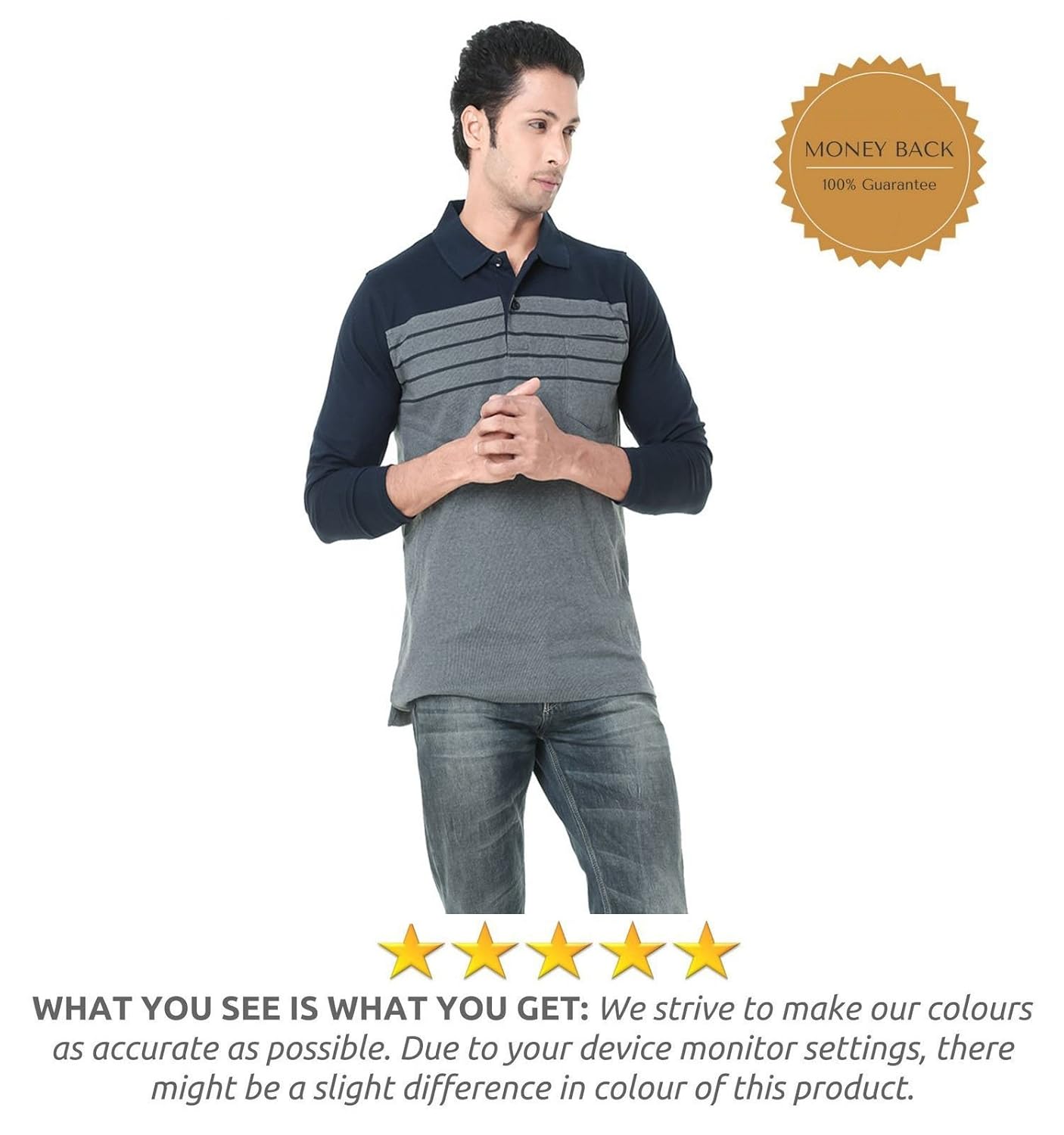 scatchite men's cotton full sleeve polo t-shirt