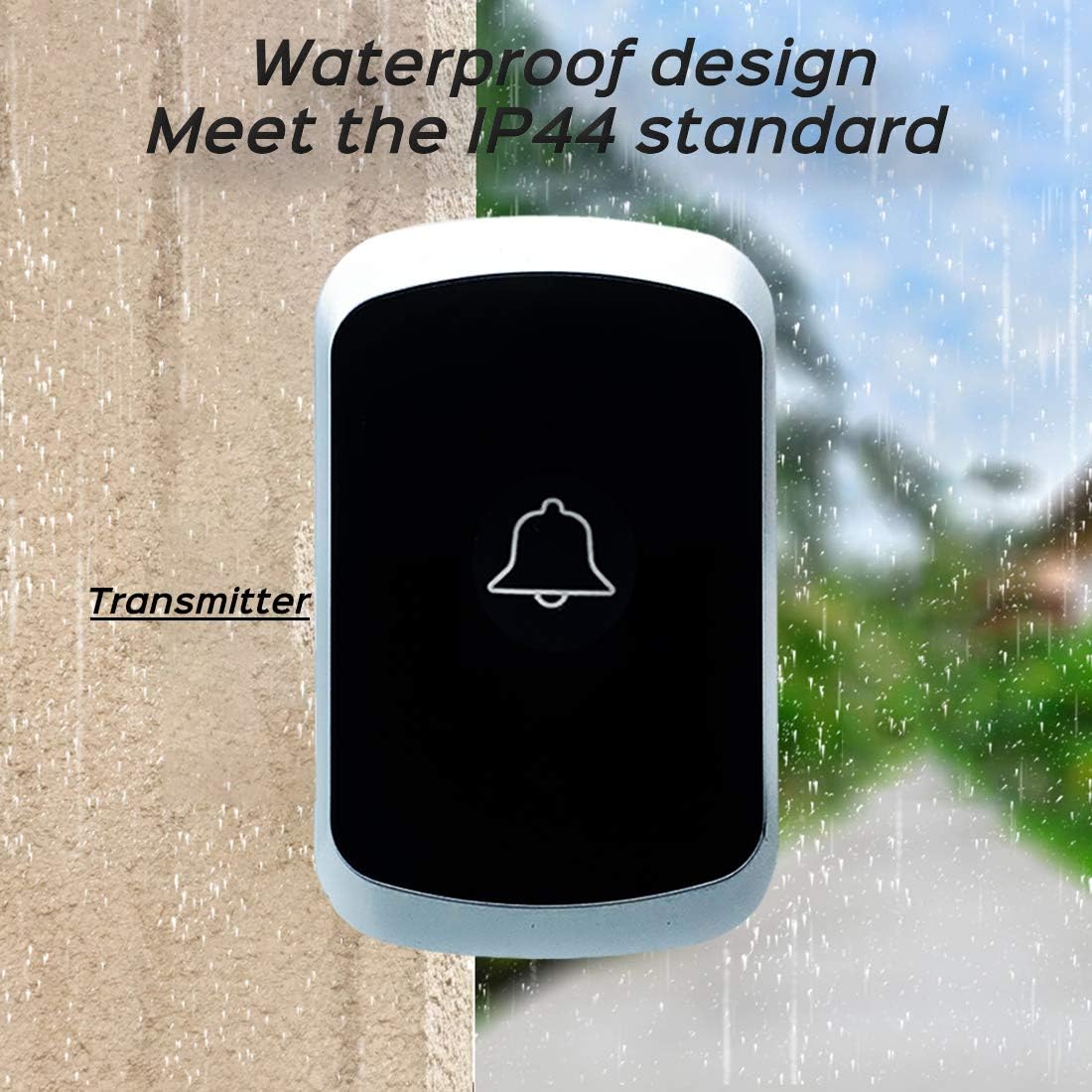 Wireless Doorbell MSC Cordless Battery Operated Waterproof Door Bell 300m Ultra Long Range 36 Chime 4-Level Volume Door Bells Kit for Home School Office Plug in and Play Blk - Image 4