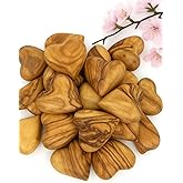 Olive Wood Hearts from The Holy Land, One Decorative Hearts Decor Handmade, Wooden Hearts for Wedding Favors, Wedding Anniversary Heart Sculpture, Encouragment Gifts for Women, Kids (One Heart)