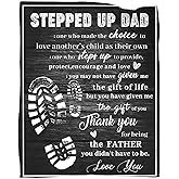 HAXOILO Stepped Up Dad Blanket to My Bonus Dad Father Daddy Throws Gifts for Fathers Day Birthday 50x60 in