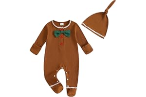 AYALINGGO Baby Boy Girl Gingerbread Man Costume Newborn Infant Ginger Bread Knitted Footie Romper Outfit Toddler Cookie Clothes
