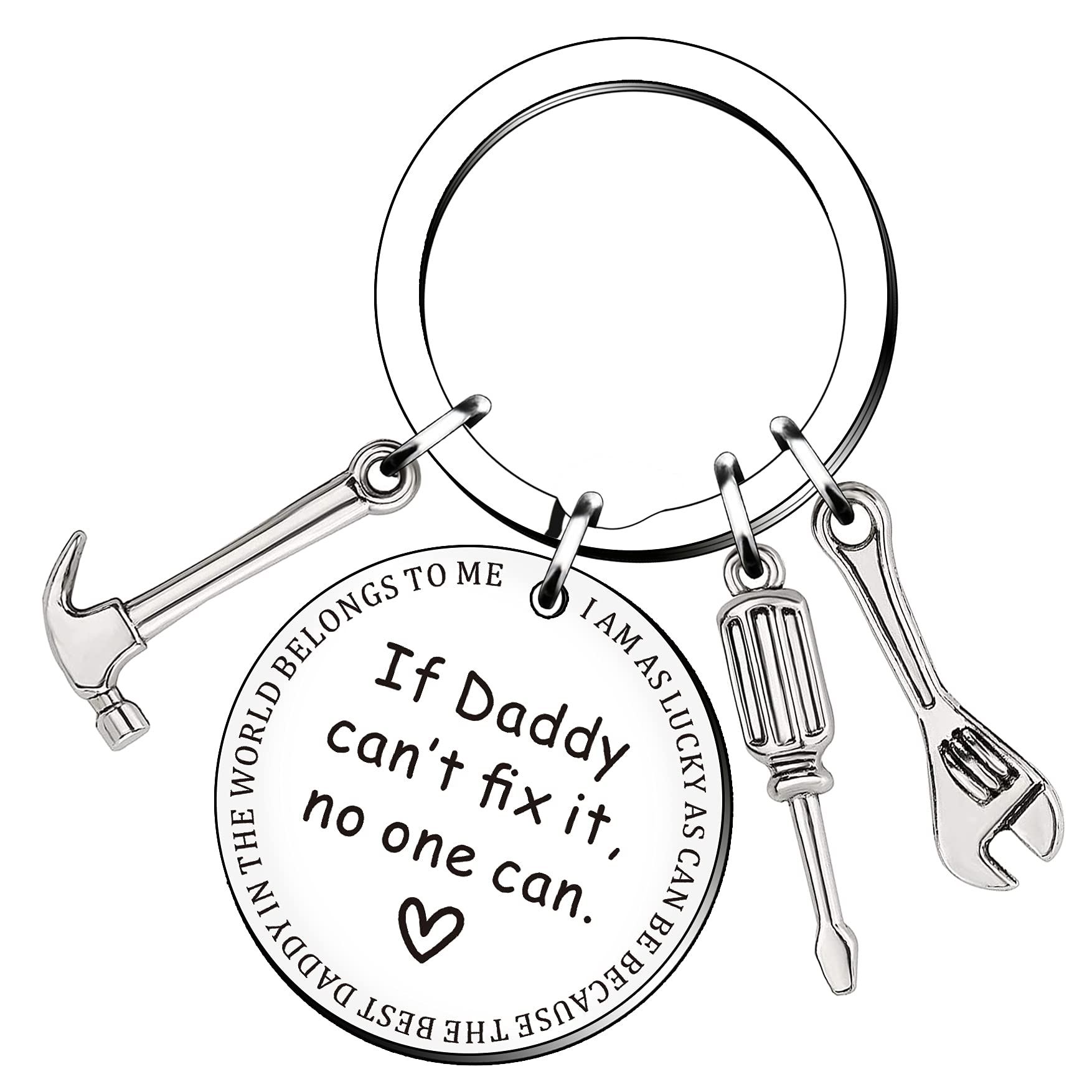 HULALA Daddy Keyring Father's Day Gifts From Daughter Son Daddy Birthday Christmas Presents If Daddy Can't Fix It No One Can Keychain Key Ring