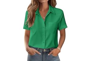 Zeagoo Short Sleeve Button Down Shirts for Women Dressy Casual Work Blouses Color Tops Summer Clothes