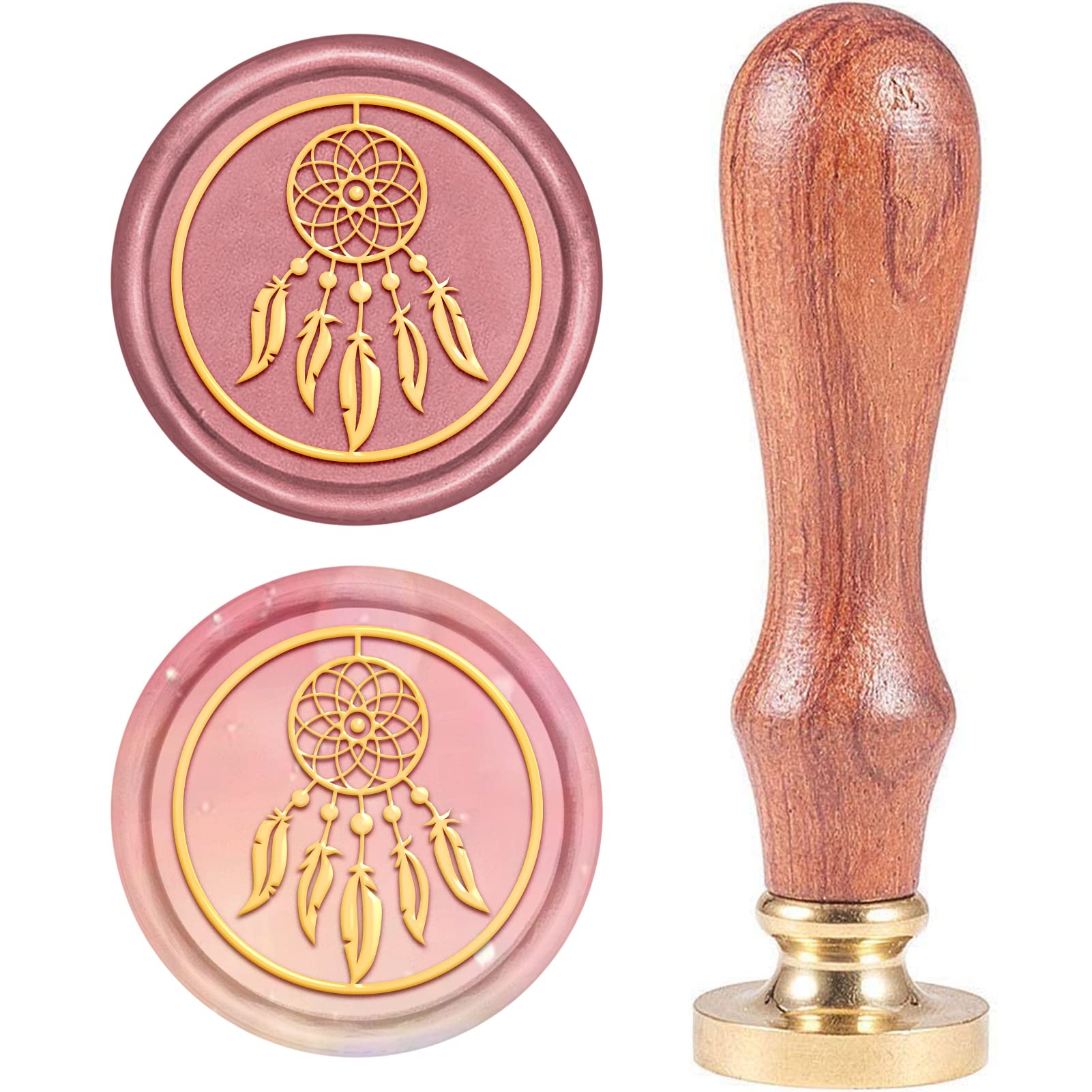 CRASPIRE Wax Seal Stamp, Vintage Wax Sealing Stamps Dream Catcher Retro Wood Stamp Removable Brass Head 25mm for Wedding Envelopes Invitations Embellishment Bottle Decoration Gift Packing