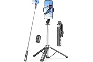 Selfie Stick & Phone Tripod, All in 1 Selfie Stick Tripod with Remote, Phone Travel Tripod Stand for Video Recording, Live St