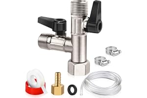 Boltigen RV Winterizing Kit, Brass Nickel Plated RV 3-way by-pass Diverter Valve Replacement Kit, 1/2NPT Boat Pump Converter winterizing Kit for Fill Pipes with Antifreeze, 1/2 Barb, 59in Siphone Hose