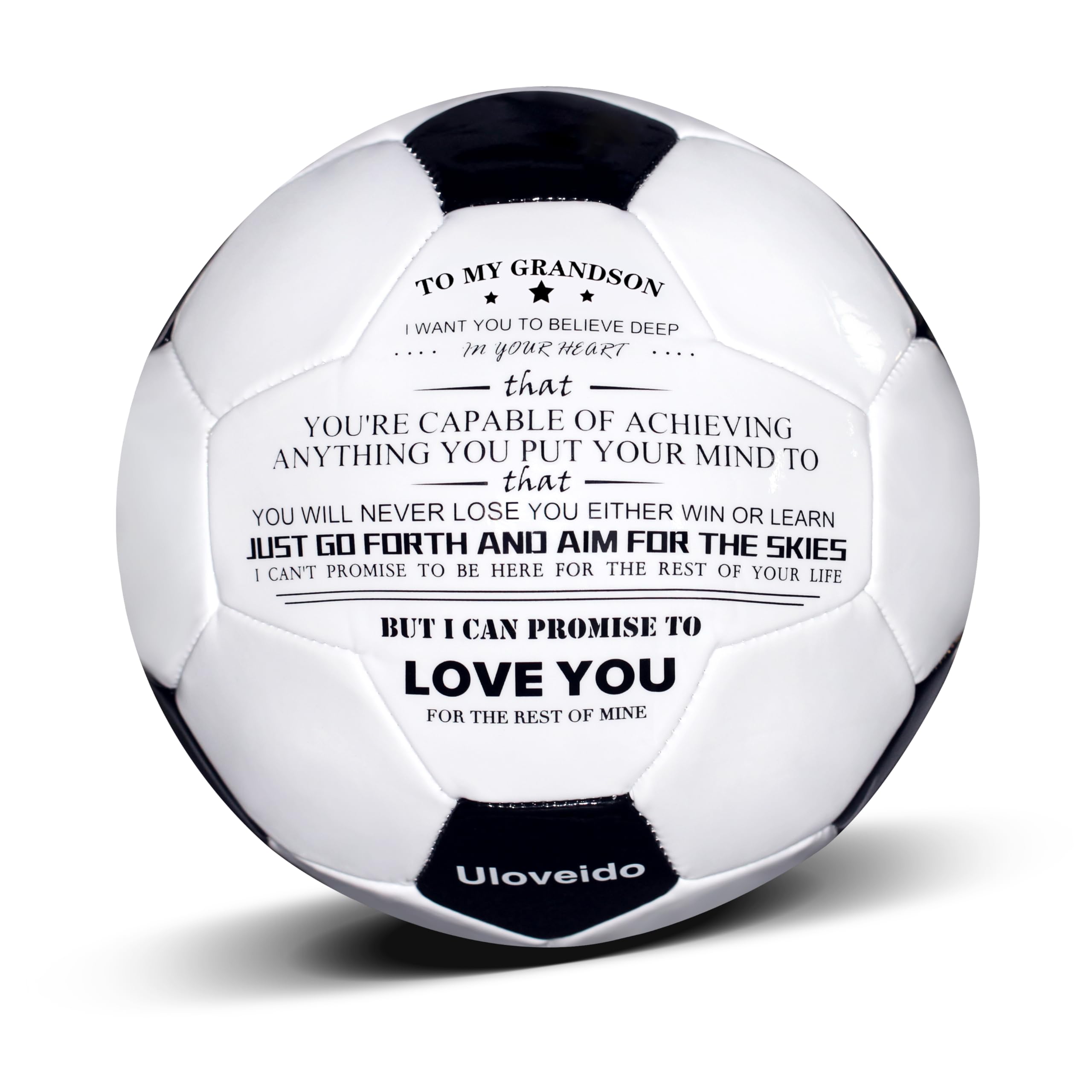 Uloveido To My Grandson Football for Training Practice Indoor Outdoor Match Football Soccer Ball for Kids Teens Boys Size 5