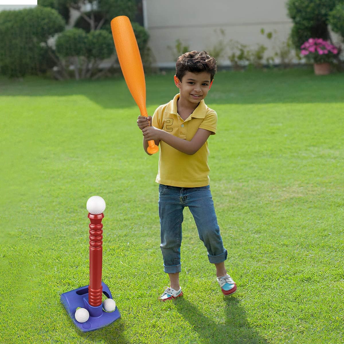 Meland T-Ball Set for Toddlers - Tee Baseball Sport Game with Toy Tennis Rackets, Baseball Gloves, 7 Balls, Outdoor Toy Birtday for Kids: Toys & Games