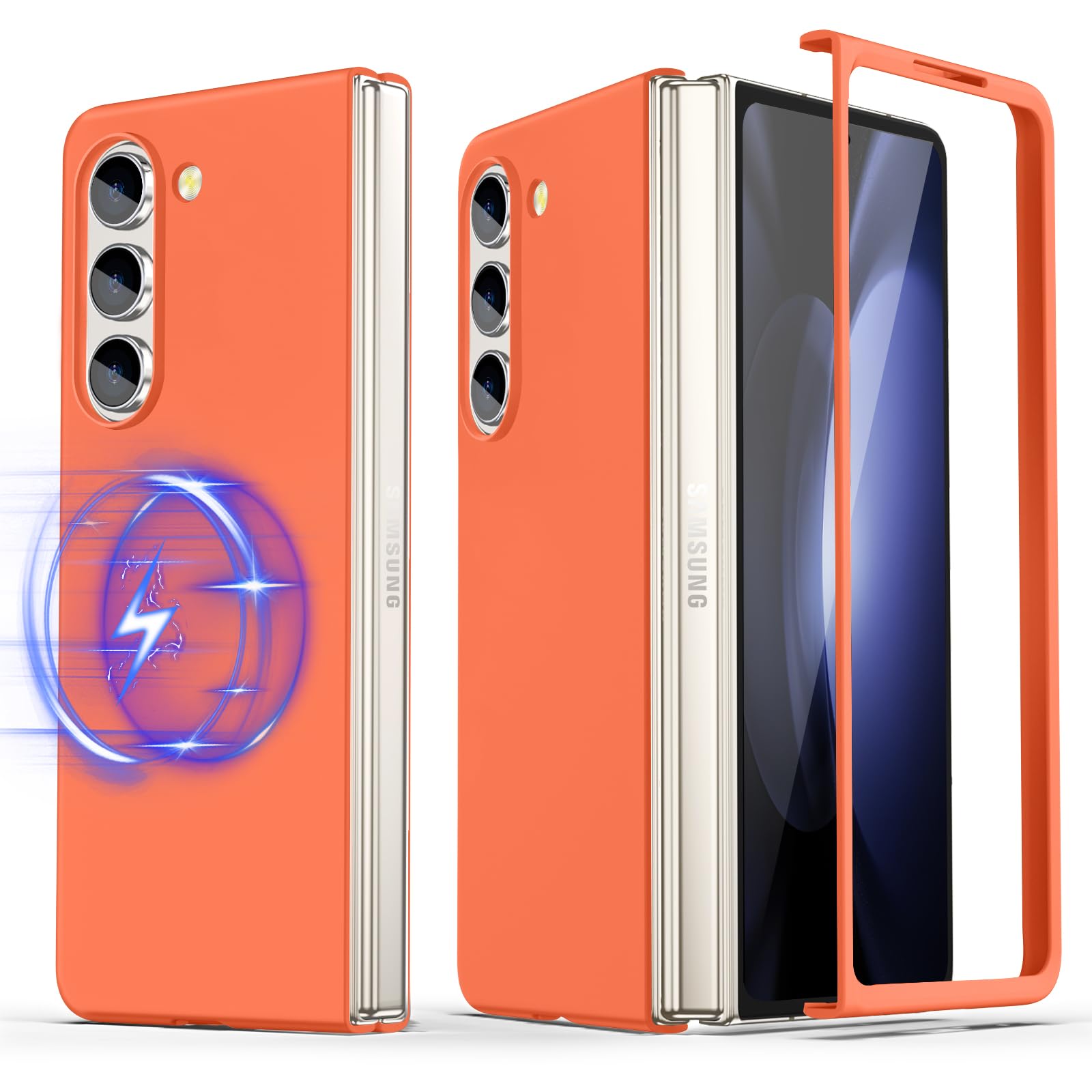 Photo 1 of HIYUUTTBS Magnetic Case for Samsung Galaxy Z Fold 6 Case Slim Fit, Luxury Thin Lightweight Matte Hard PC [Not Yellowing] Phone Cases Cover for Samsung Galaxy Z Fold 6 7.6 Inch, Orange(9-14)