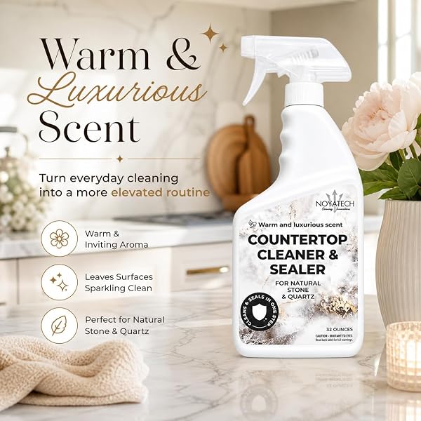 NOYATECH COUNTERTOP CLEANER & SEALER – STREAK-FREE SPRAY FOR GRANITE, MARBLE & QUARTZ | CLEANS & PROTECTS IN ONE STEP | USDA BIOPREFERRED, NON-TOXIC, NO FILM