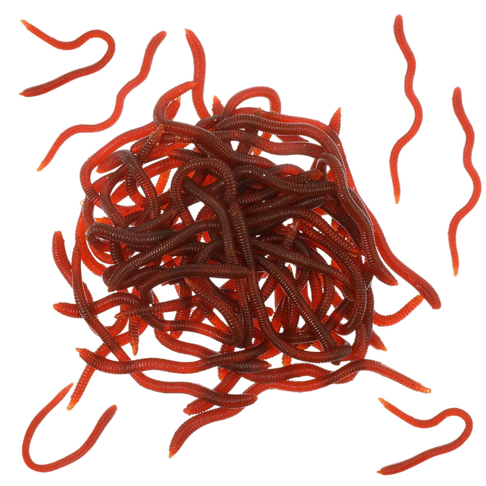 Photo 1 of Matwsec 50 Pcs Fake Worms Soft Lure Trout Worm Earthworm 3.35 in Faux Lifelike Stretchy Rubber Earthworms Trick Toy Fishing Lures Baits for Halloween Sensory Bin April Fool's Day Party