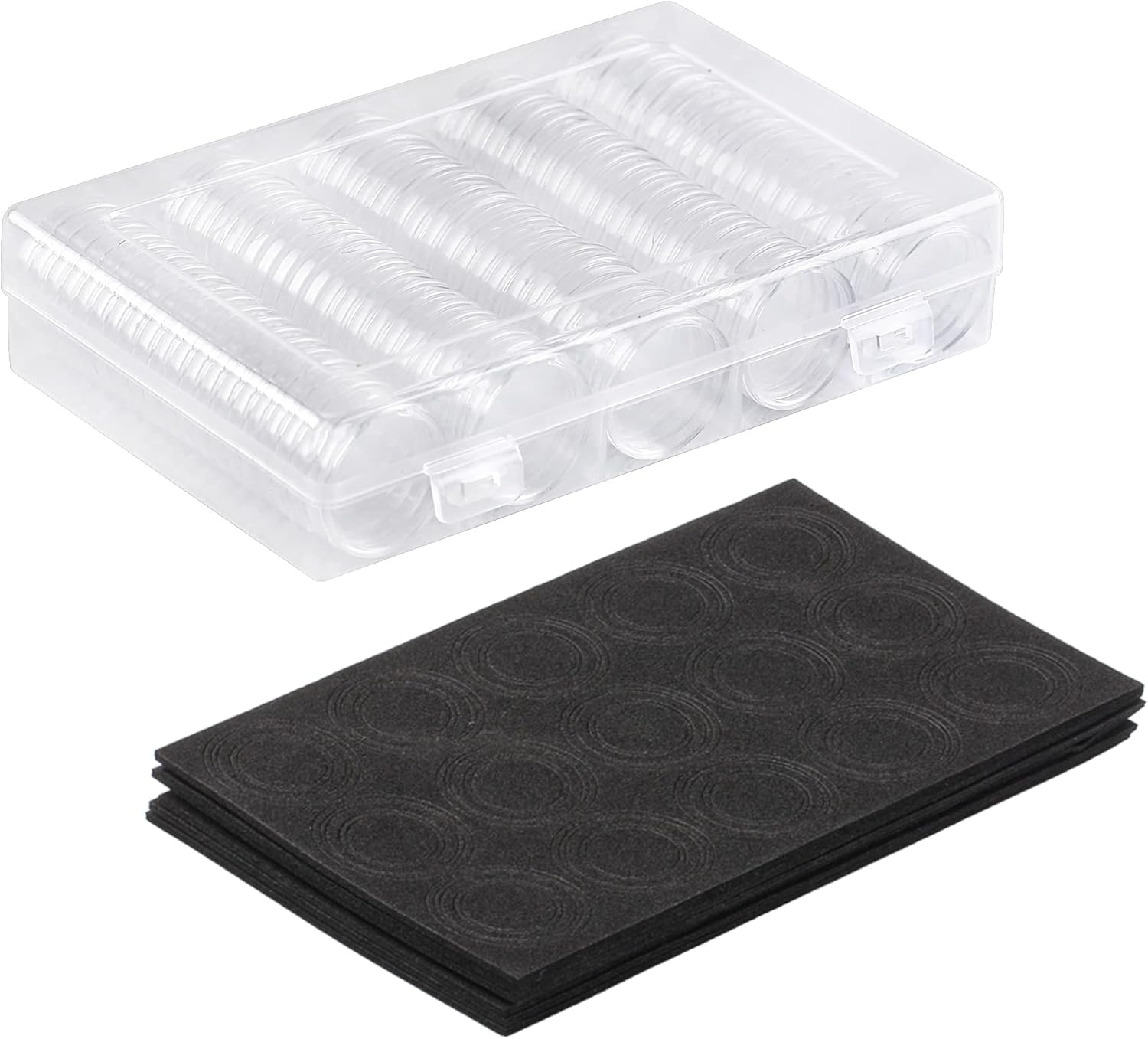 SPLF 100 Pieces 30mm Coin Capsules and 5 Sizes (17/20/25/27/30mm) Protect Gasket Coin Holder Case with Plastic Storage Organizer Box for Coin Collection Supplies : Office Products