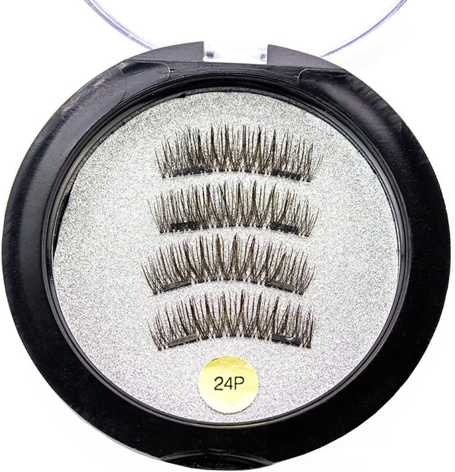 Scala 4pcs/pairs Magnetic Eye lashes False Eyelashes 3D Double Magnet Full Strip Magnetic Lashes Soft Reusable Fake Eye Lashes Extension (24P)