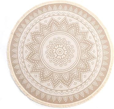 Amazon.de: SHACOS Retro Runder Baumwollteppich mit Quasten böhmische