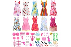 Doll Clothes for Barbie Dresses Gown with Shoes Outfit Set for Xmas Birthday Gift(69 Pack)