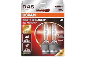 Osram Xenarc Night Breaker 220, D4S, +220% More Brightness, Xenon Headlight Bulb, 66440XN2-2HB, Folding Box (2 Lamps)