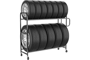 Tire Storage Rack, Rolling Tire Rack Adjustable -Height,Storage Shelf for Garages,Work Shops,Auto Repair Shops,Garage Racks 5