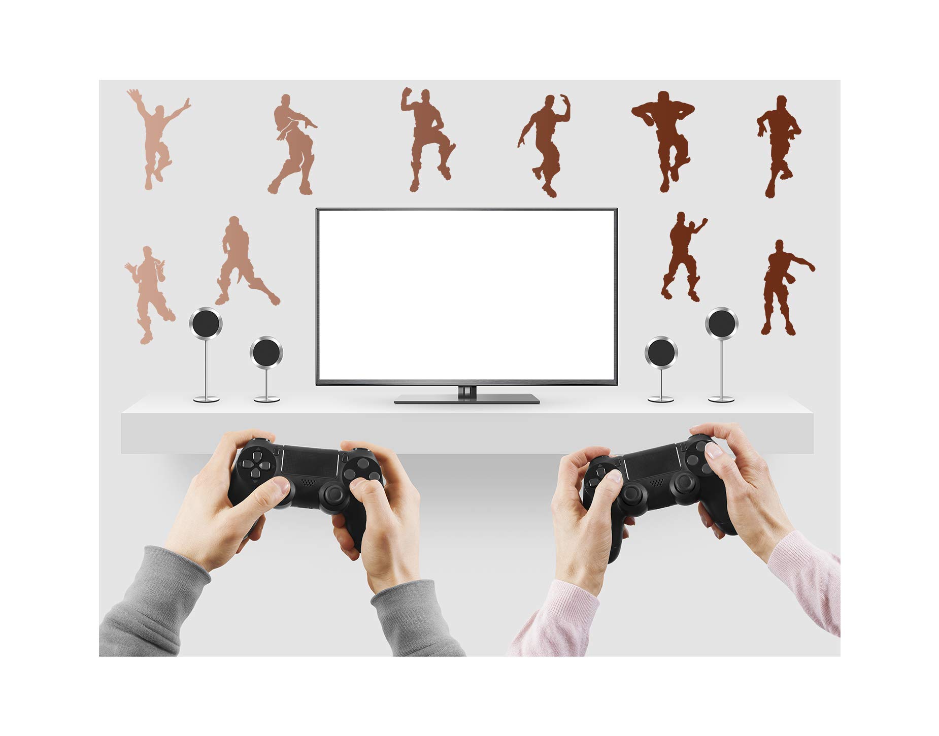 StickerDeen | Floss Dancer Gaming Style Decoration Removable Wall Art Vinyl Decal Stickers | (Pack of 10) (Copper Metallic