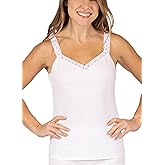 Dixie Belle Women’s 100% Cotton Camisole with Lace Trim (US, Alpha, Large, Regular, Regular, White)