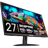 Sceptre 27-Inch Gaming Monitor, FHD 1080p, 100Hz, 1ms, DisplayPort, HDMI x2, 100% sRGB, AMD FreeSync, Built-in Speakers, Eye Care, Frameless, Machine Black (E275W-FW100T Series, 2026)