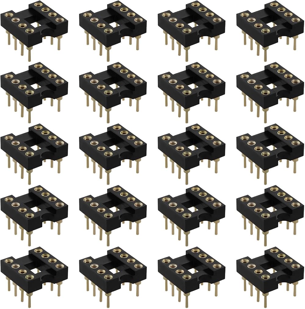 Be In Your Mind 20Pcs Gold Plated 8 Pin DIP IC Socket 2.54mm Pitch OP-AMP