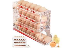 OMAKY 30 Eggs Egg Holder for Fridge,4 Tiers Egg Container,Auto Rolling Fridge Egg Organizer for Refrigerator,Space-Saving Egg Dispenser Holder,Fridge Egg Rack Large Capacity Egg Dispenser (Transparent)
