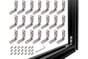 JCSPBYL 20 Set Silver 2020 Series T Slot L Shape Corner Bracket,2020 Inside Corner Connector with 40pcs Screws for 6mm T Slot Aluminum Extrusion Profile Accessories