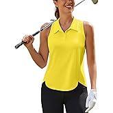 PINSPARK Women's Golf Shirt UPF 50+ Sleeveless Tennis Polo V Neck Workout Tank Top Racerback Athletic T Shirts with Collar