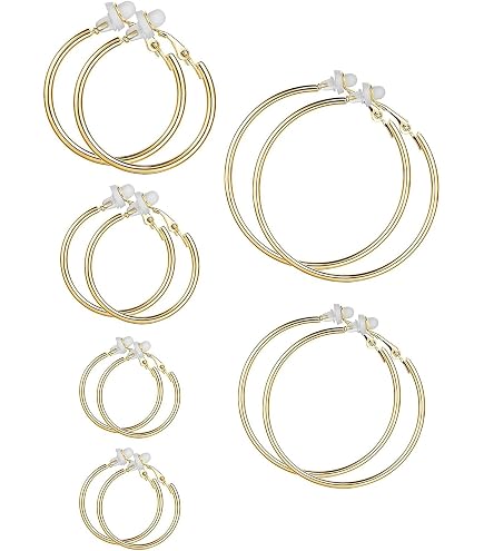 No Piercing Hoop Earrings Pair Of 1/2