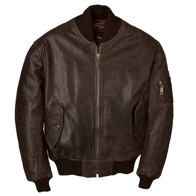 Buy Alpha Industries Men's Leather MA-1 Flight Bomber Jacket, Brown