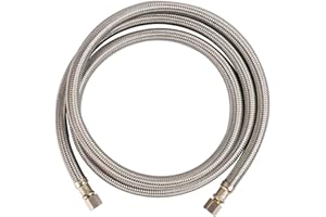 Watflow 5FT Stainless Steel Braided Ice Maker Hose with 1/4" Comp by 1/4" Comp Connection