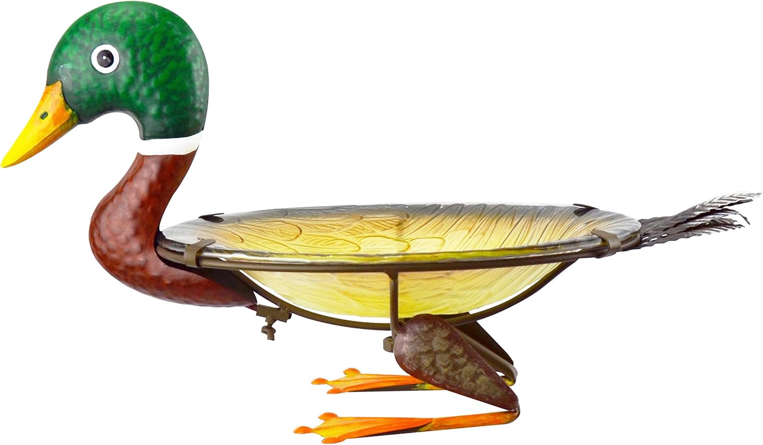 Red Carpet Studios 40274 3D Metal & Glass Bird Bath, Duck