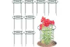 MJZ 8 Pack Peony Cages and Supports, 11.5" Dx16 H Plant Supports for Outdoor Plants, Heavy Duty Metal Peony Support Cage Flower Support Rings, Plant Support Ring for Rose Tomato Hydrangea Strawberry