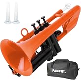 PAMPET SEA LION Plastic Bb Trumpet for Advanced Student Beginner Orange | Lightweight Durable Professional Standard Trumpets Bb Trumpets Instrument With 3C and 7C Mouthpiece