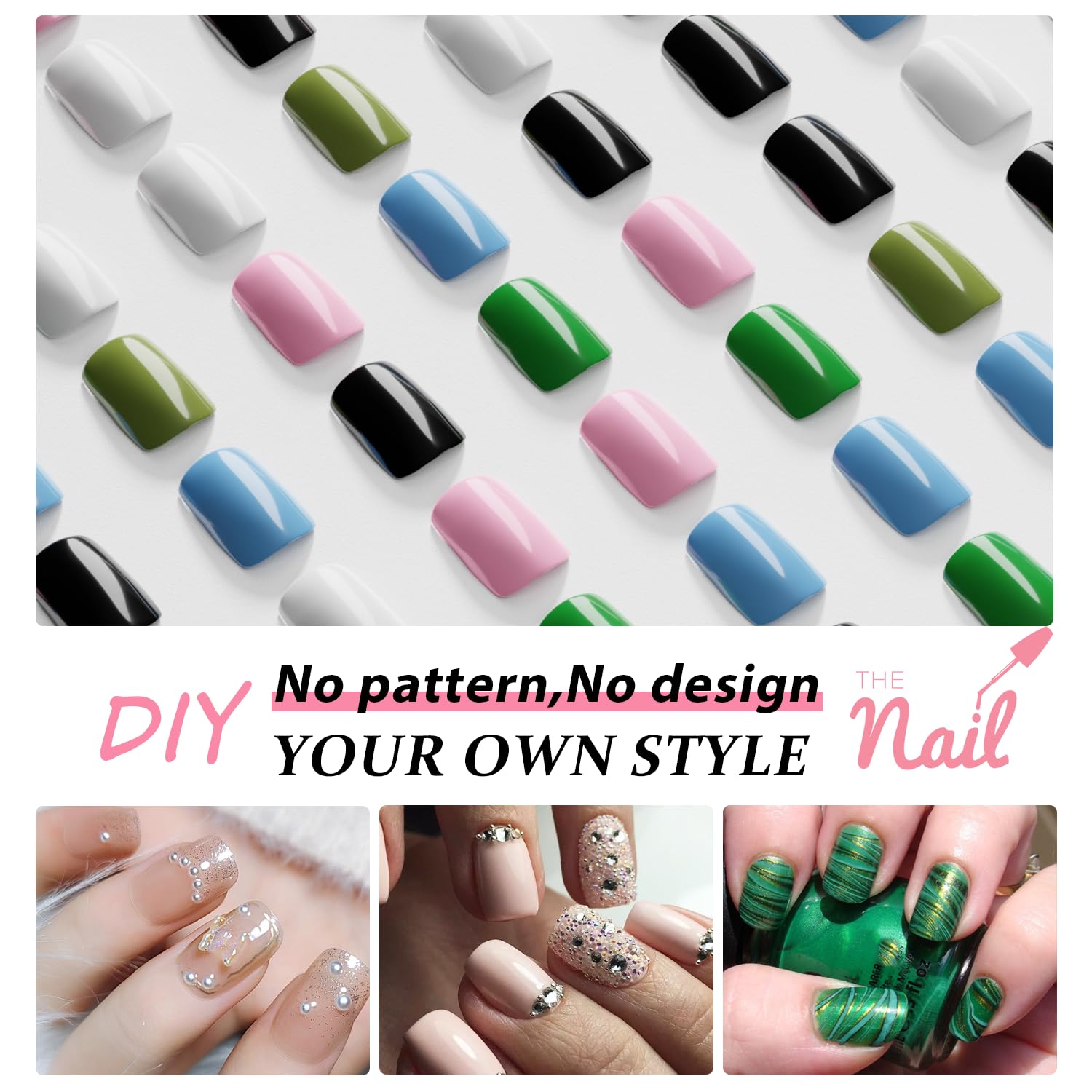 Blue Press on Nails Short Square Fake Nails Glue on Short Square Nails Press ons, Soft Gel Acrylic Glue on Stick on Nail for Women Thick Reusable Solid Color 24pcs, Royal Blue - Image 6