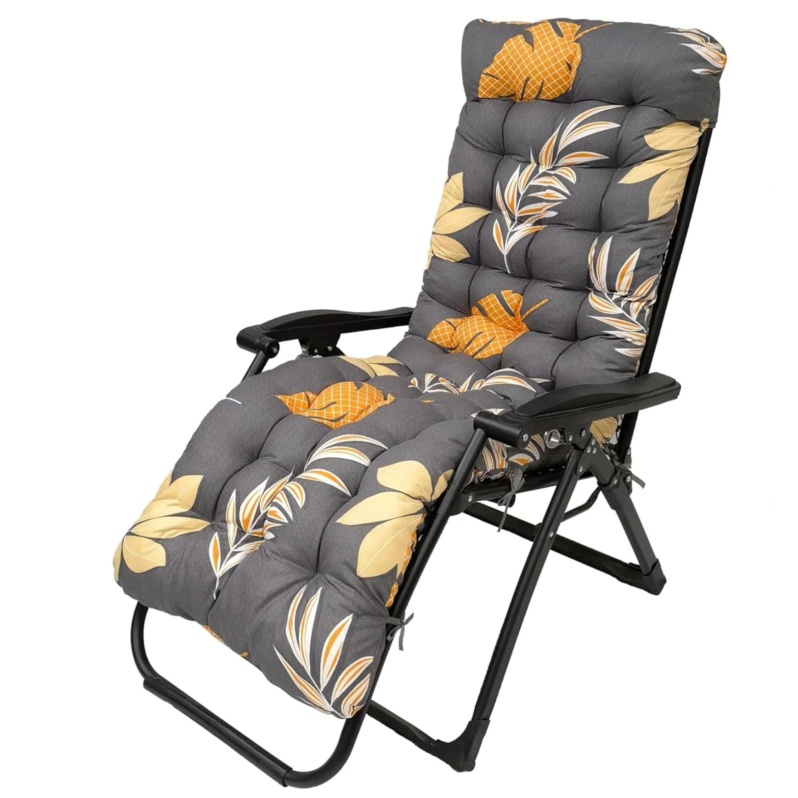 AevQuas Sun Lounger Cushions Only, 170 x 53 cm Rocking Chair Cushion with 6 Ties and Fixed Top Cover Anti-Slip Sunbed Garden Recliner Chair Cushion for Outdoor Beach Porch Swing Patio (No Chair)