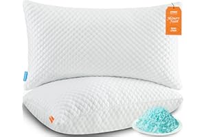 UYWO Cooling Pillows Queen Size Set of 2, Memory Foam Pillows with Zipper, Firm Bed Pillows Adjustable for Hot Side Back Stom