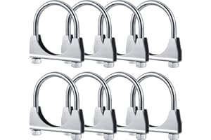 Datanly 8 Pcs 3" Exhaust Clamp Heavy Duty U-bolt Exhaust Clamp - Saddle Design Muffler Pipe Connector, Tip Hook Clip, Galvanized Iron, Fits 3" Od Pipes