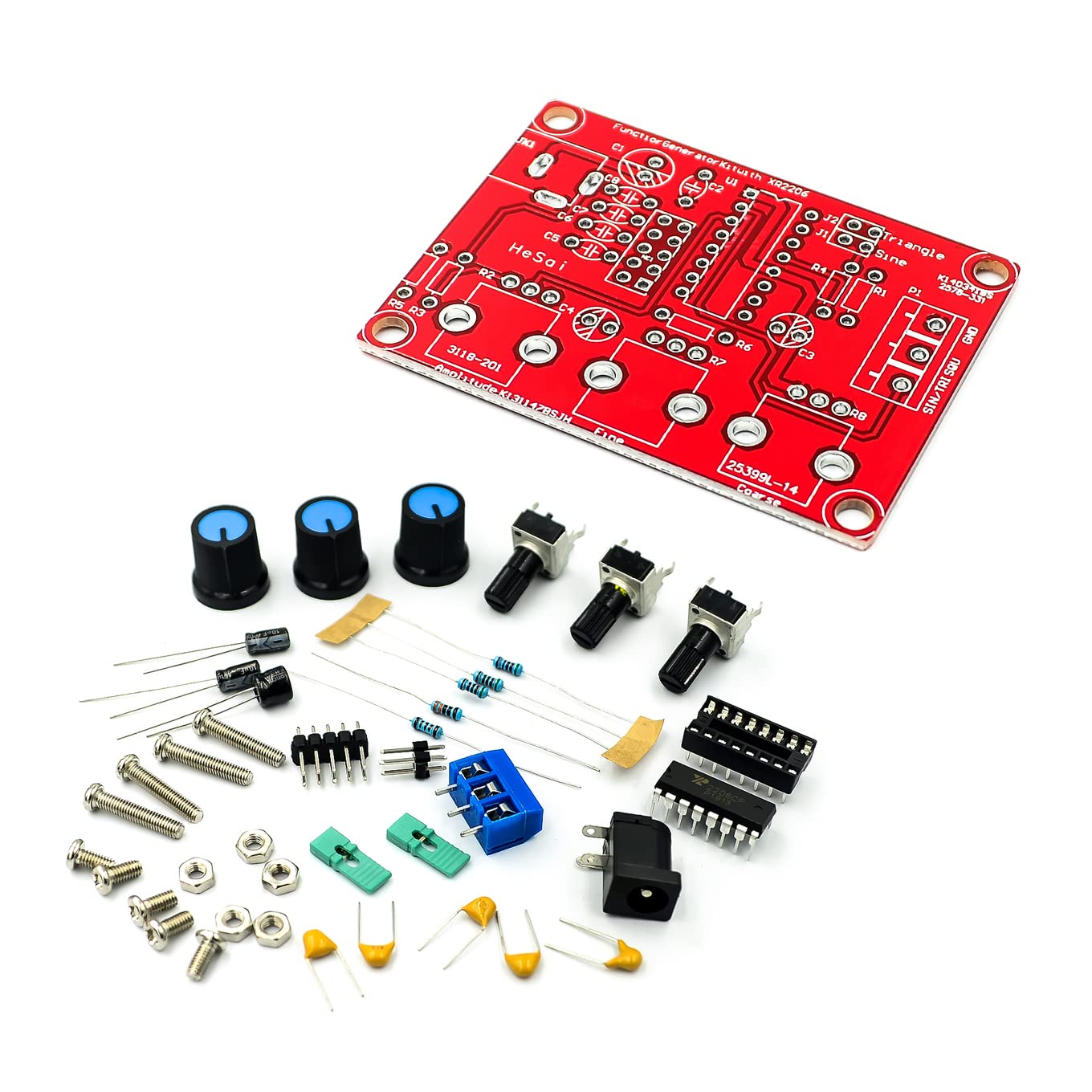 Fasizi DIY XR2206 Function Signal Generator Kit Sine Triangle Square Output 1HZ-1MHZ