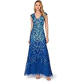 Adrianna Papell Womens Cap Sleeve Beaded Dress