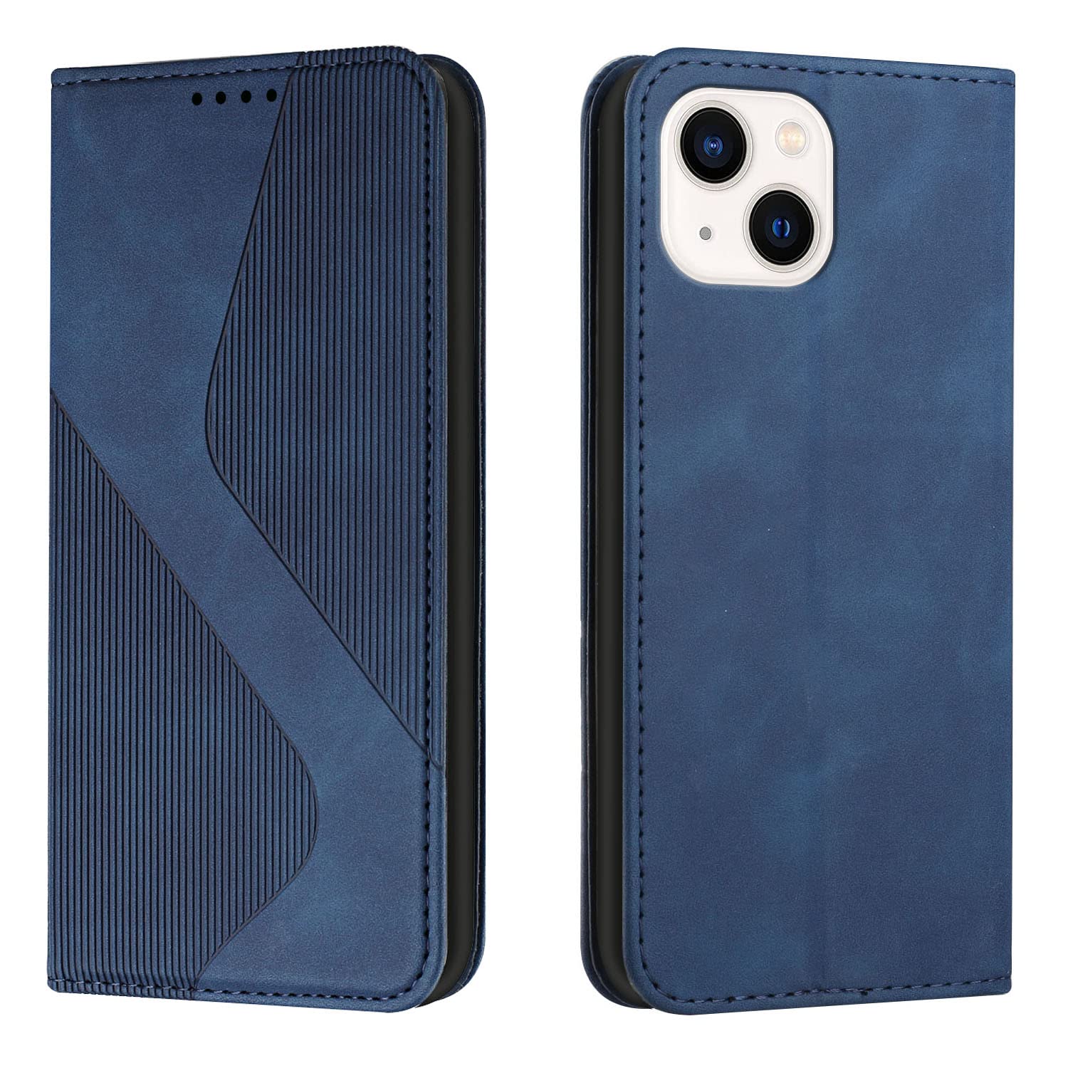 Huzhide Compatible with iPhone 14 Case 6.1-Inch, Notebook Wallet Leather Flip Case with Magnetic Closure Stand Card Holder Cash Slot TPU Case Shockproof Phone Cover for iPhone 14 5G 2022, Blue