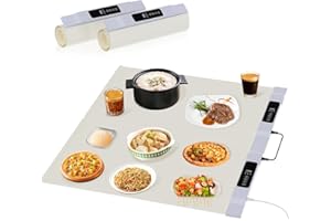 CHICRINUM Food Warming Mat - 2 PCS Foldable Electric Warming Trays with Parallel Connection Design, Full Surface Large Silicone Heating mat for Food, Portable Food Warmers for Parties Buffet, Big Gatherings